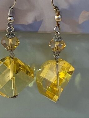 Brilliant, Yellow Faceted Crystal Drop Earrings